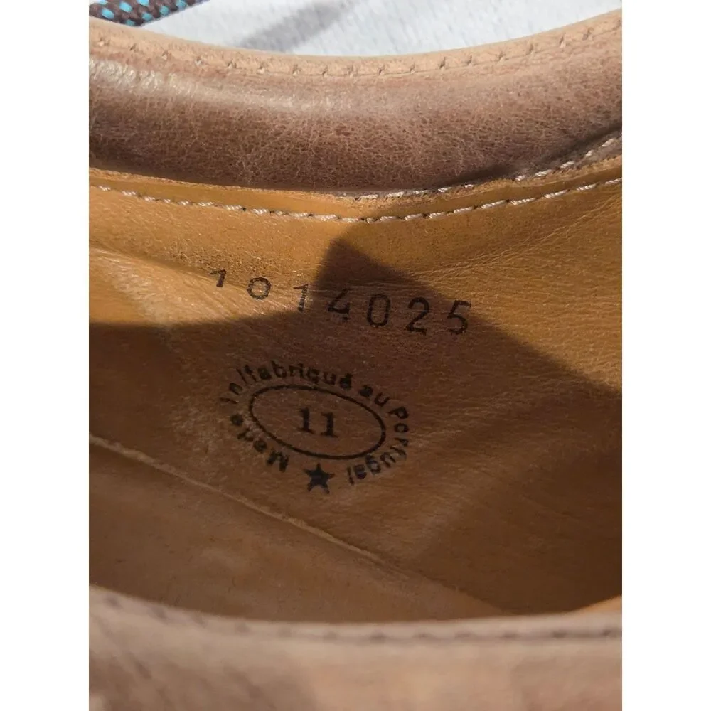 John Fluevog Future Angel Shoes Mens Two Tone Brown Leather Suede Square Toe 11